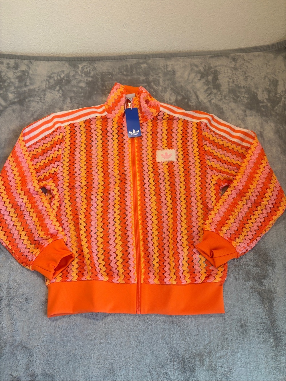 Adidas Originals Crochet Firebird Track Top Orange Pink Women's Small Streetwear